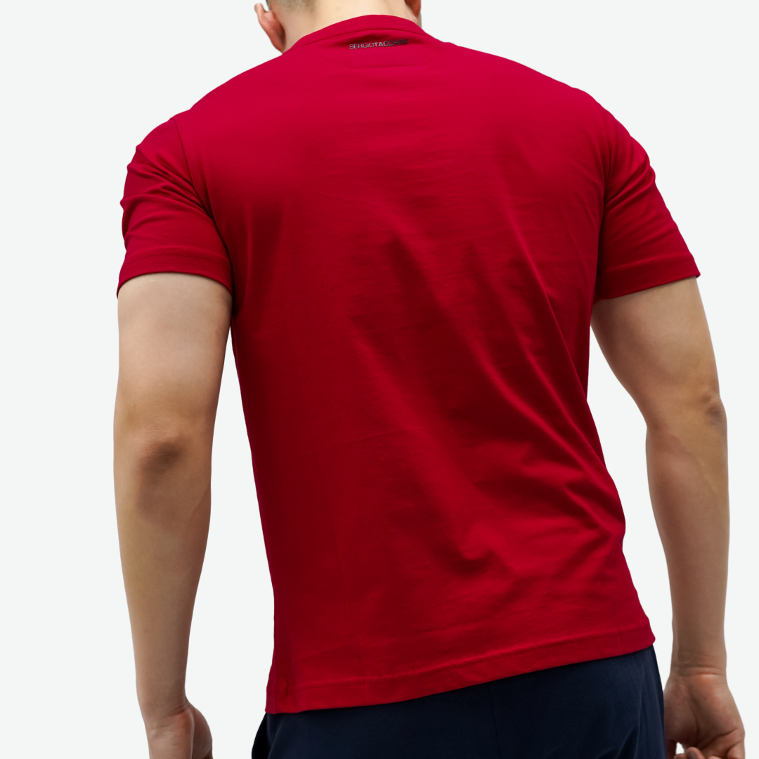 Mens Sergio Tacchini Chest Taped T-Shirt Red