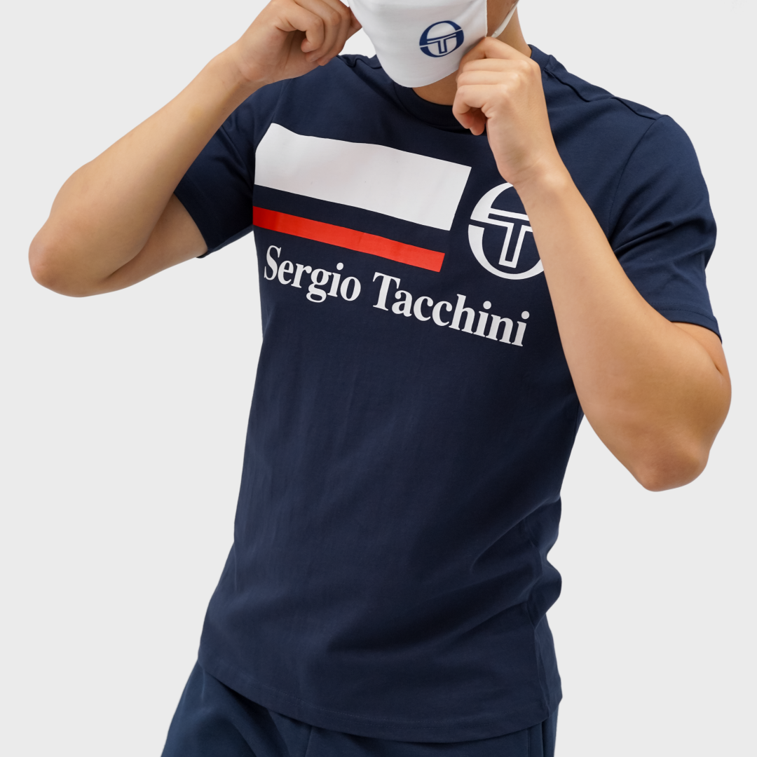 Mens Sergio Tacchini Graphic T-Shirt Navy