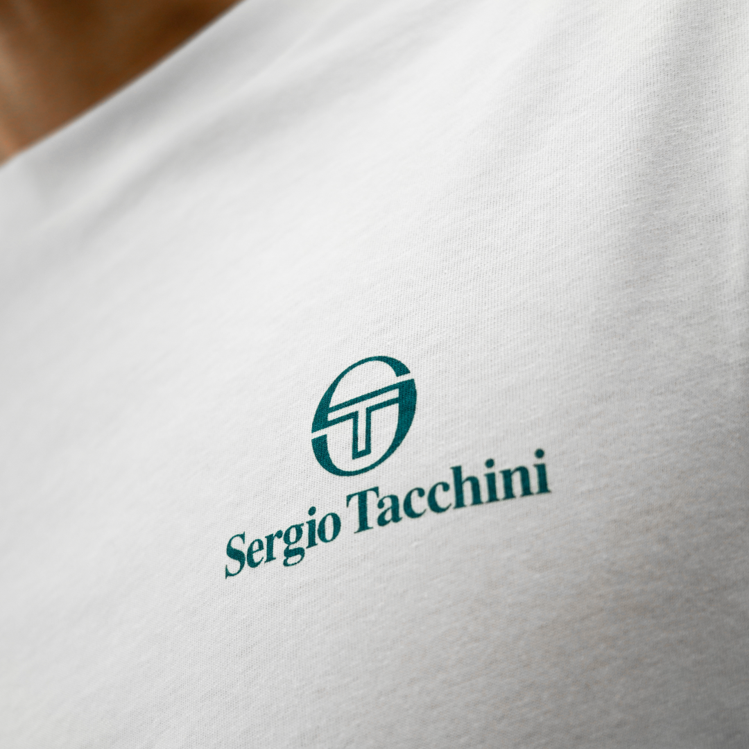 Mens Sergio Tacchini Serif Back Graphic T-Shirt White