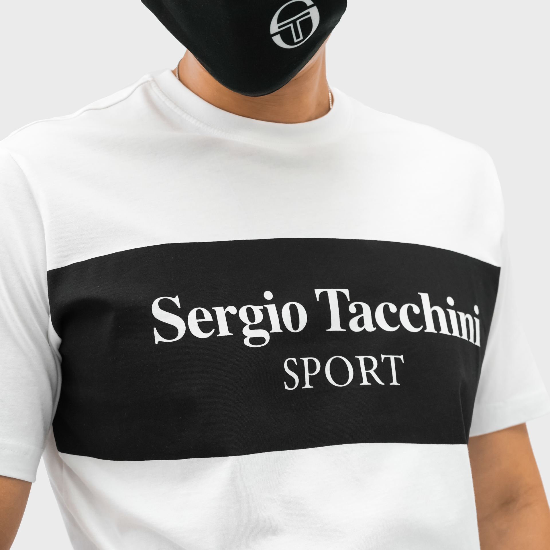 Mens Sergio Tacchini Sport Graphic T-Shirt White/Black