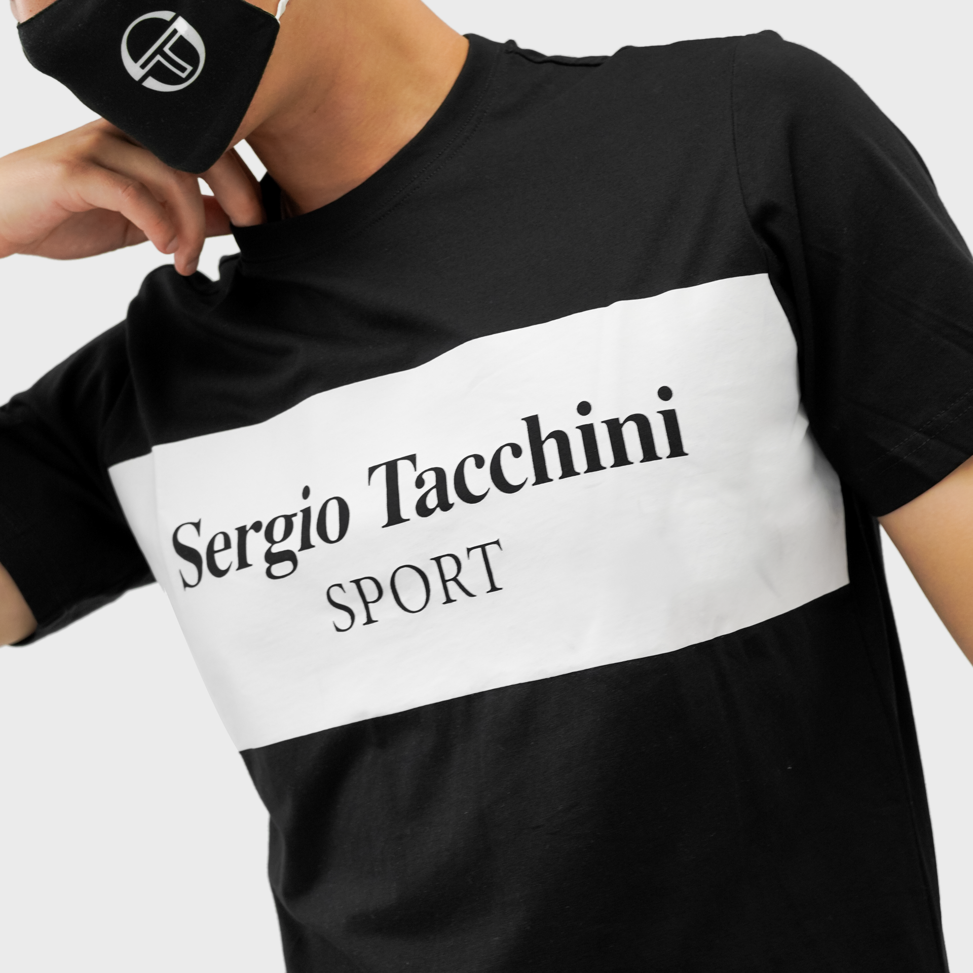 Mens Sergio Tacchini Sport Graphic T-Shirt Black/White