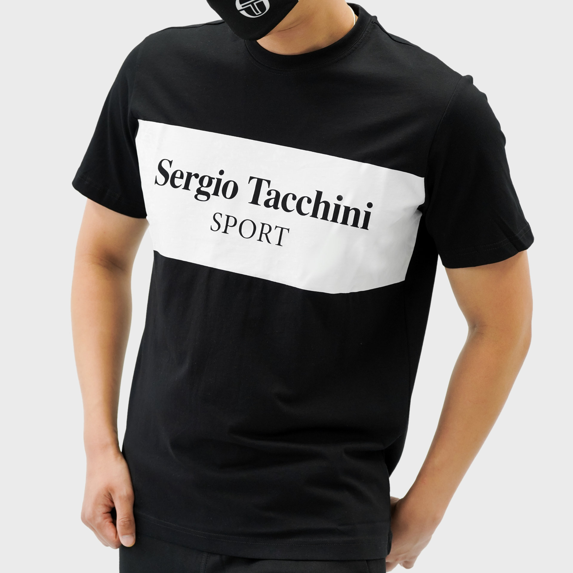 Mens Sergio Tacchini Sport Graphic T-Shirt Black/White