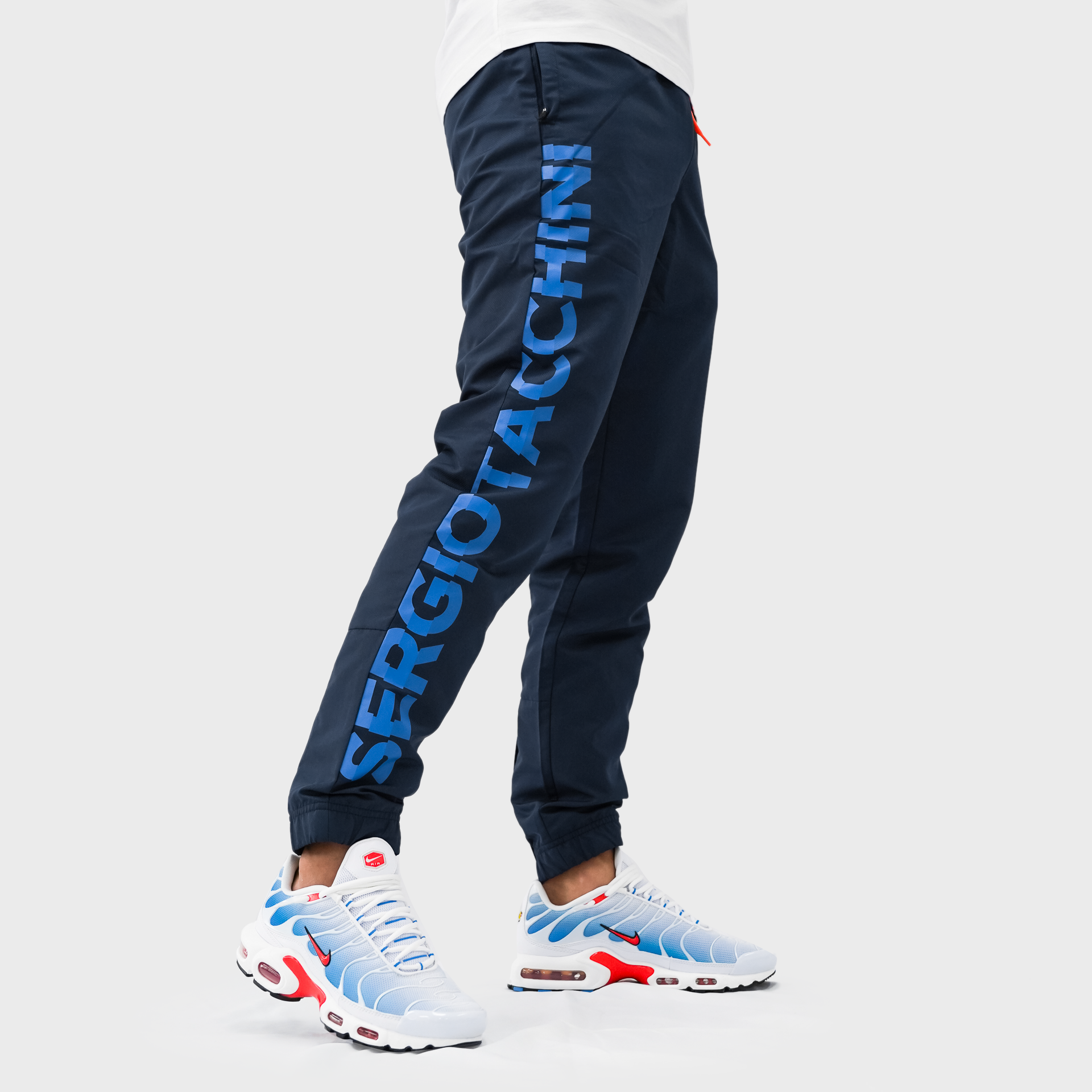 Mens Sergio Tacchini Spell-Out Trackpants Navy/Blue