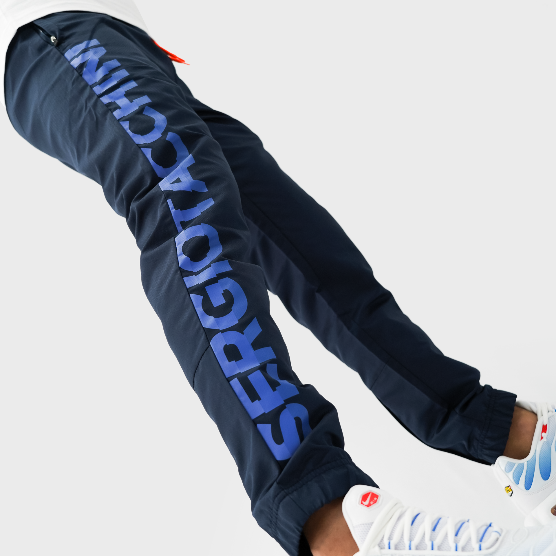 Mens Sergio Tacchini Spell-Out Trackpants Navy/Blue