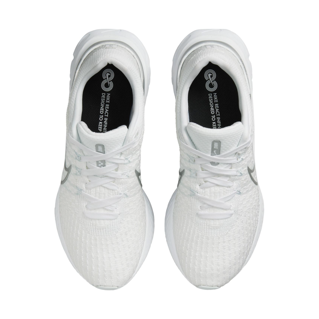 Womens Nike Infinity React Flyknit 3 White Metallic Silver