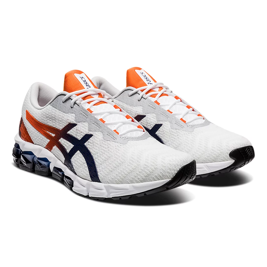 Asics blanche bleu sales orange
