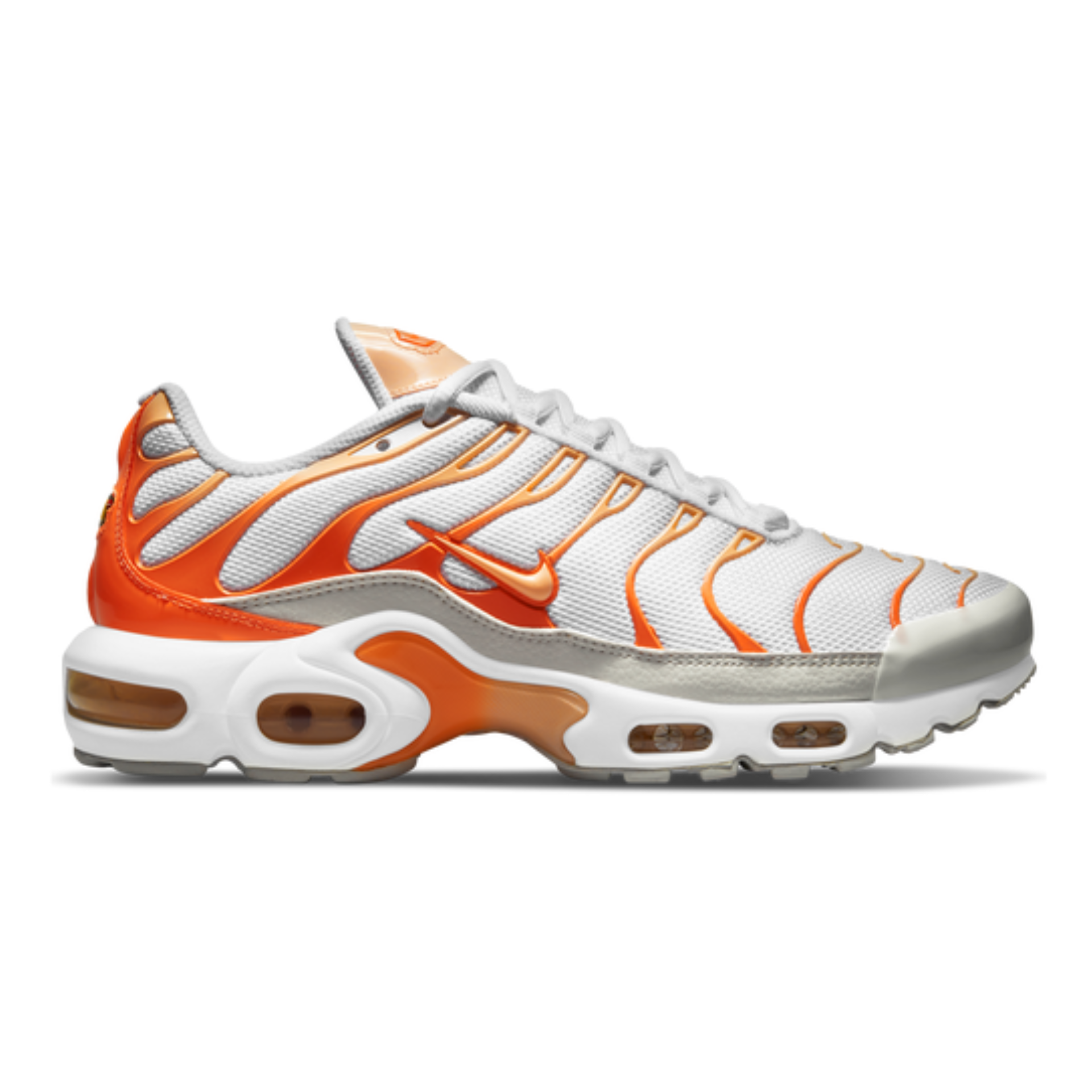 Orange and white top nike air max plus